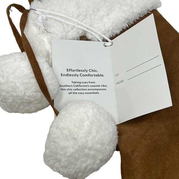 Koolaburra By UGG Christmas Stocking 12" x 21" Chestnut White Faux Fur Holiday - Picture 3 of 4